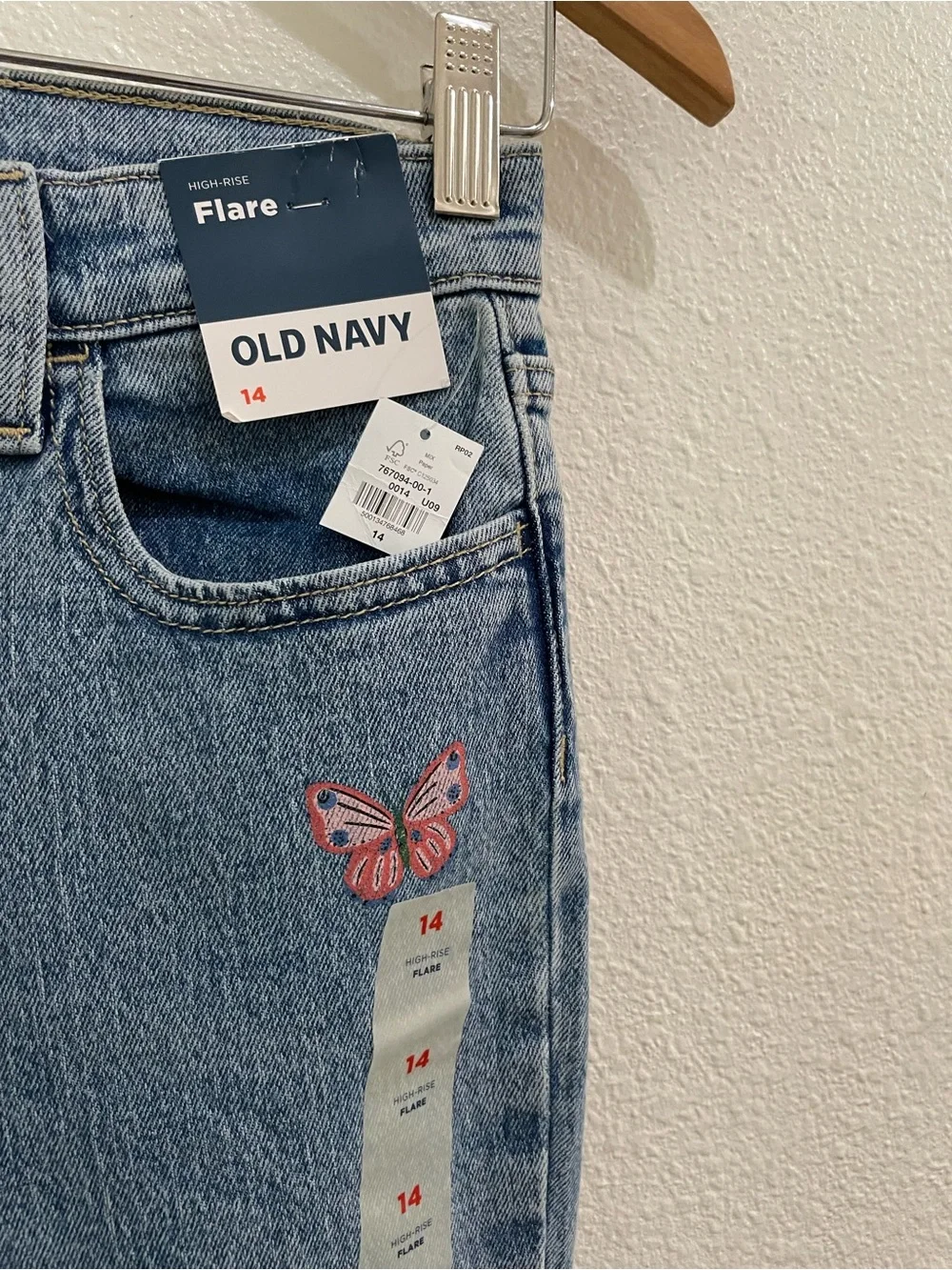 Old Navy Butterfly Stretch Flare Jeans High Rise Boho Casual Cowgirl